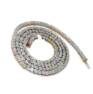 10K Tri-Tone Moissanite Tennis Chaîne VVS1 Princesse Coupe Diamant Hip-Hop Style Argent Sterling 925 Pendentif Fine Pendentifs Charmes - Product Image 1