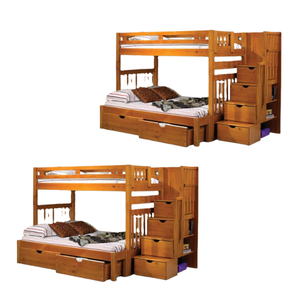 Cama Litera de Madera de Teca Sólida de Diseño Minimalista Moderno con Muchos Cajones y Escalera, Producto Natural Ecológico de Alta Calidad - Product Image 2