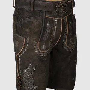 Lederhosen-pantalones cortos de cuero auténtico para hombre, ropa alemana, de cuero