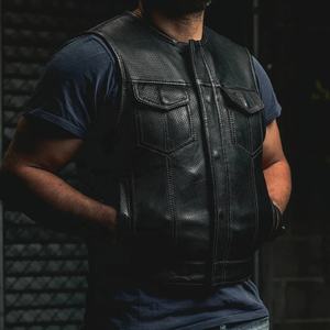 Gilet en cuir sur mesure, professionnel, confortable, respirant, respectueux de l'environnement, en cuir de vachette, gilet d'hiver pour homme, gilet de moto - Product Image 2