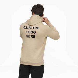 Hoodies Wholesale Customized Embroidered Logo design Premium 100% Cotton Drawstring Plain khaki Oversized <b>Pullover</b> <b>men</b> Hoodies - Product Image 4
