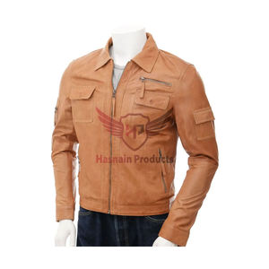Chaqueta elegante de cuero genuino tostado para hombre Ajuste personalizado Calidad Premium Prendas de abrigo hechas a mano Caballeros Material superior Condición Nuevo - Product Image 1