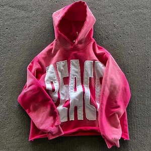 Vente en gros de sweats à capuche de travail avec écussons personnalisés Streetwear sweatshirts surdimensionnés avec logo brodé au design délavé à l'acide - Product Image 1