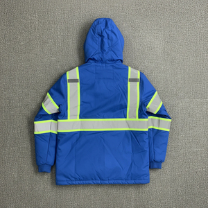 Wholesales Custom ANSI Class 2 EN ISO 20471 Class 2 Hi Vis Winter Workwear Safety Construction Jacket Reflective Windbreaker - Product Image 6