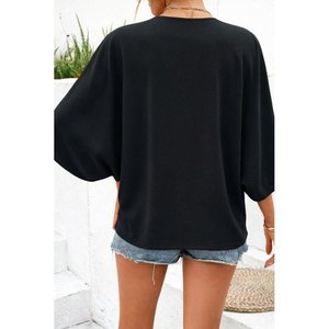 Blusa Aerobin de Manga Corta con Cuello en V y Botones Delanteros para Mujer de Jane's, Corte Holgado Informal, Modelo 32550 - Product Image 3