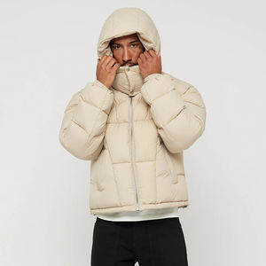 Manteau épais bouffant d'hiver de haute qualité personnalisé OEM pour hommes Nouvelles vestes en duvet amples col montant en toile Style High Street - Product Image 5