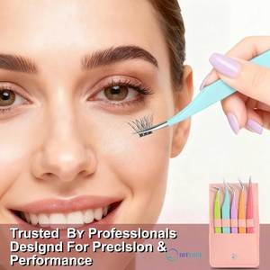 High Precision Stainless Steel <b>Eyelash</b> Extension Tweezers Straight Curved Tips for Volume Lash <b>Applications</b> 10MM Length - Product Image 3
