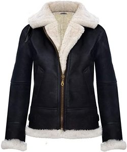 Blouson aviateur B3 en cuir véritable pour femme, avec capuche amovible, style hiver, fourrure Sherpa, veste en cuir décontractée, OEM - Product Image 5
