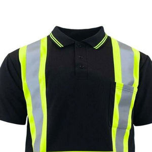 Camisetas Polo de Alta Visibilidad con Logotipo Personalizado, Secado Rápido, Tela de Poliéster, Ropa de Trabajo con Cierre de Botones, Mangas Cortas, Ropa de Seguridad Reflectante - Product Image 4