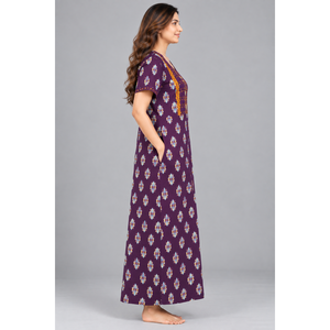 Camisón Largo de Algodón con Estampado Floral para Mujer, Ropa de Dormir Suave con Estampado Jaipuri de Evolove X Baghban - Product Image 4