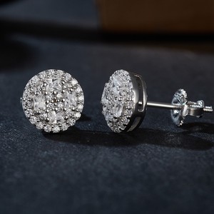 Boucles d'oreilles en diamant Moissanite VVS pour femmes en or blanc 14 carats et en argent sterling S925 clous en diamant taille ovale - Product Image 4
