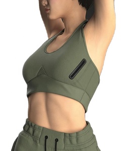 Sujetador deportivo para mujer, cobertura total, con aros, disimula la grasa de la espalda, copa profunda, efecto suavizante, moldeador, realza el busto, soporte medio, 100% nailon - Product Image 1