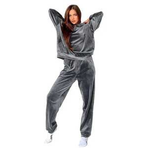 Conjunto Deportivo de Terciopelo para Mujer, Sudadera con Capucha y Pantalones, Ropa de Salón de 2 Piezas, Chándal Negro - Product Image 6