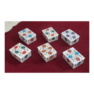 Latest Production Of White Marble Multicolor Semi Precious Inlay Work <b>Sweet</b> <b>Boxes</b> For Ramadan Festival - Product Image 1