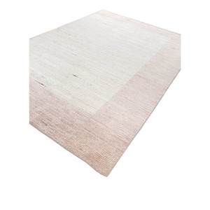 Tapis en laine tissé à la main en viscose ivoire Contour 9x12 rectangulaire pour salon, entrée, couloir, motif puzzle, couleur unie - Product Image 2