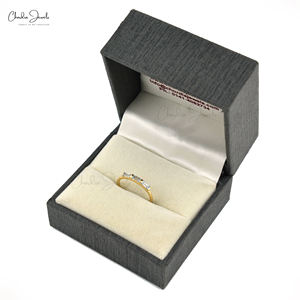 Anillo de piedras preciosas Aguamarina de corte Baguette de 0,24 quilates de alta calidad, de 14K amarillo oro sólido, compromiso, tres piedras, fiesta de boda bonita - Product Image 4