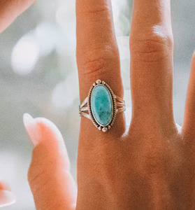 Anillo de plata esterlina 925 sólido turquesa vintage cabujón ovalado de moda estilo clásico joyería fina oxidada regalos para bodas y fiestas - Product Image 2