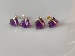 Purple Amethyst 925 Silver Latest Design Sterling Silver Gemstone Earrings Sterling Silver Gold Plated Earrings for Ladies - Product Image 3