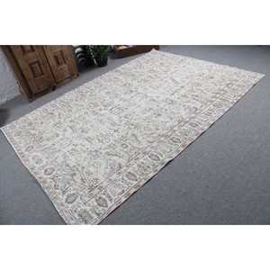 Alfombra Grande Vintage de 6.1x8.9 pies (186x272 cm), Alfombra Turca Blanca con Estampado Animal - Product Image 2