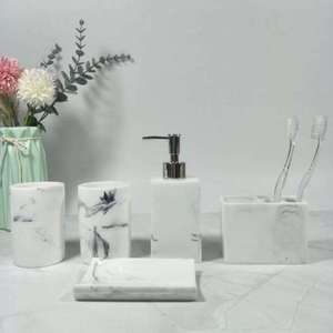 Eco-Friendly Resin Bathroom <b>Set</b> with Marble Texture Hand-Painted Customized Color for <b>Spa</b>-inspired Home Decor - Product Image 1