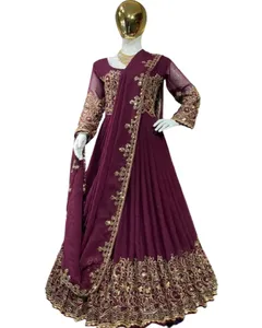 Индийская Пакистанская одежда тяжелая лисица Жоржет Вышивка работа Salwar Kameez с Dupatta индийский экспортер и поставщик