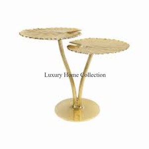 Royal Look Mesa lateral y central de metal más exigente con parte superior de diseño personalizado y base de mármol Mesa de centro con estilo único - Product Image 5