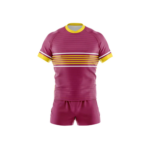 Conjunto de uniforme transpirable de poliéster 100%, camiseta de rugby con número y logotipo de equipo personalizado - Product Image 1