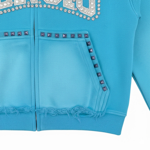 เสื้อฮู้ดสไตล์สตรีทแวร์สำหรับผู้ชายผ้าฝ้าย100% ประดับพลอยเทียมแบบกำหนดเองสำหรับฤดูใบไม้ร่วง - Product Image 5