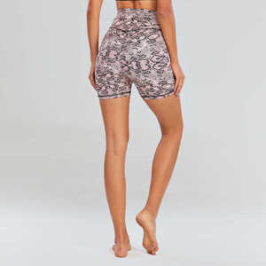 Logotipo personalizado Gimnasio Fitness Sets Sublimación Serpiente Imprimir Entrenamiento Cintura alta Yoga Control de barriga Mujeres Sublimación Legging Shorts - Product Image 4