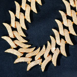 Collar de Cadena Estilo Hip Hop con Circonitas Redondas, Chapado en Oro, Estilo Cubano, al por Mayor - Product Image 2