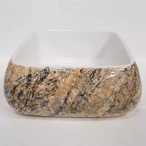 Brown oval shape table top basin lavabo one-piece porcelain bathroom hand wash ceramic art countertop basin with faucet - Product Image 5