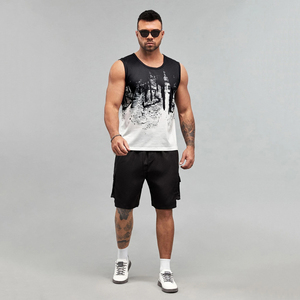 เสื้อกล้ามแฟชั่นสำหรับผู้ชายเสื้อออกกำลังกายพิมพ์ลาย - Product Image 4