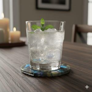 Sous-verres en pierre de labradorite naturelle, ensemble de sous-verres en cristal faits à la main - Product Image 4