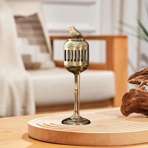 Quemador de Incienso y Porta Incienso de Metal Vintage con Tapa de Pájaro, Elegante Porta Aromas de Metal para Decoración del Hogar, Meditación, Salón de Té, Regalo - Product Image 2