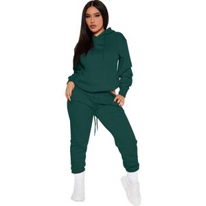 Conjunto Deportivo de Dos Piezas para Mujer, Sudadera con Capucha Extra Grande y Pantalones Deportivos, Color Sólido, Informal - Product Image 6