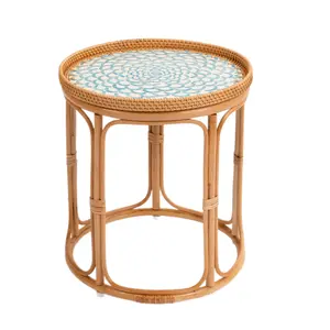 Handmade Rattan Table Rustic Mother of Pearl Rattan Coffee Table Rattan Coffee Table from Artex Thien Thanh