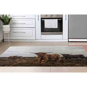 Tapis imprimé : design moderne vache des Highlands avec dos antidérapant, tapis à poils doux - Product Image 4