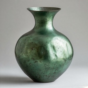 Vase de table rustique en pierre de sauge au look vert patiné Vase en métal de créateur Accent artisanal exquis pour la décoration intérieure - Product Image 3