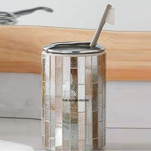 Usine directe vente chaude en acier inoxydable métal forme ronde brillant vadrouille polonaise et verre porte-brosse décoratif - Product Image 1