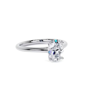 Bague de fiançailles en diamant créé en laboratoire de coupe ovale 6x8 14k bijoux en or blanc F couleur VS1 bijoux de clarté certificat IGI - Product Image 4