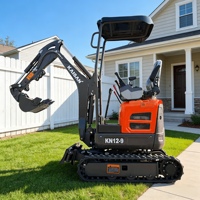 Mini-excavatrice de 1,2 tonne avec faucheuse à fléaux, moteur Kubota, nouvelle conception à queue zéro, mini-pelleteuse à louer ou à revendre