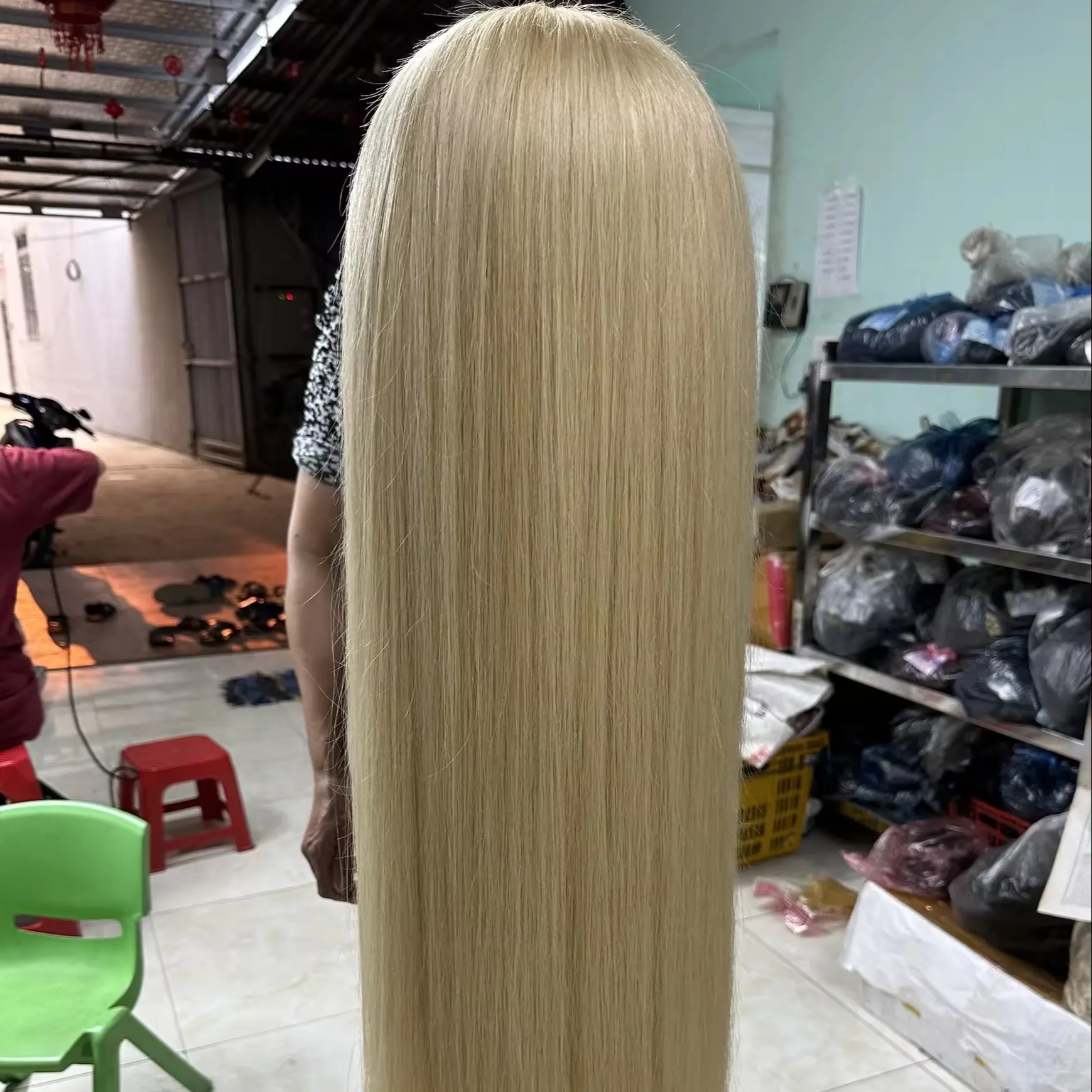 Wig lurus tulang grosir #613 ekstensi rambut Super ditarik ganda rambut manusia Virgin alami