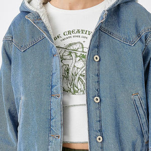 Venta al por mayor de gran tamaño Casual Moda Mujeres Tallas grandes Chaqueta de mezclilla de alta calidad último diseño Mujeres chaqueta de mezclilla con capucha para los hombres - Product Image 4