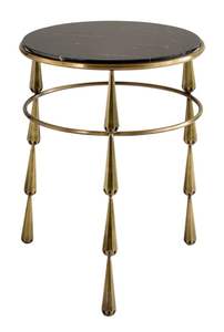 Mesa de centro de metal con tapa de mármol para exhibir libros o revistas con estilo en una sala de estar moderna de planta abierta - Product Image 3