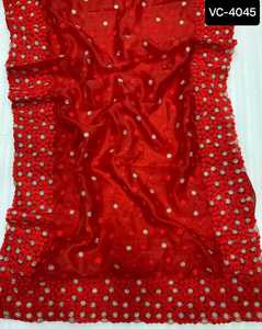 Sari de Seda Khadi Organza con Bordado Intenso, Sari con Piezas de Blusa, Traje Salwar Kameez Estilo Pakistaní - Product Image 6