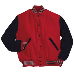 OEM Wool <b>Body</b> and Genuine Baseball Varsity Jacket Cowhide Leather Sleeves Black & <b>White</b> Letterman Varsity Jacket - Product Image 2