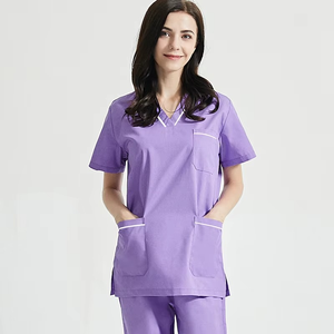 Último verano de las mujeres enfermería Jogger perfecto Top y pantalones Set Scrubs uniformes conjuntos de manga corta fabricante ropa deportiva - Product Image 4