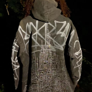 Vente en gros 2025 Sweat à capuche zippé pour homme, effet délavé à l'acide, imprimé, vintage délavé, oversize, à épaules tombantes, coupe courte - Product Image 5