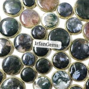 Brass Handmade Rings Pendants Jewelry Making Stone 100% Natural Moss Agate Grooved Pendant Loose Gemstones Bulk Lot Agate Stone - Product Image 4