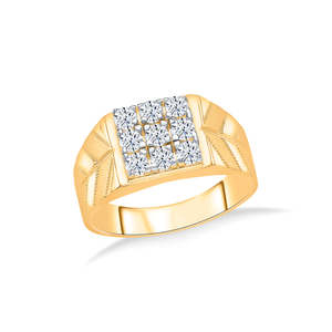 Bague pour homme en or 18 carats, style hip-hop, sertie de diamants, bijoux géométriques de promesse - Product Image 2